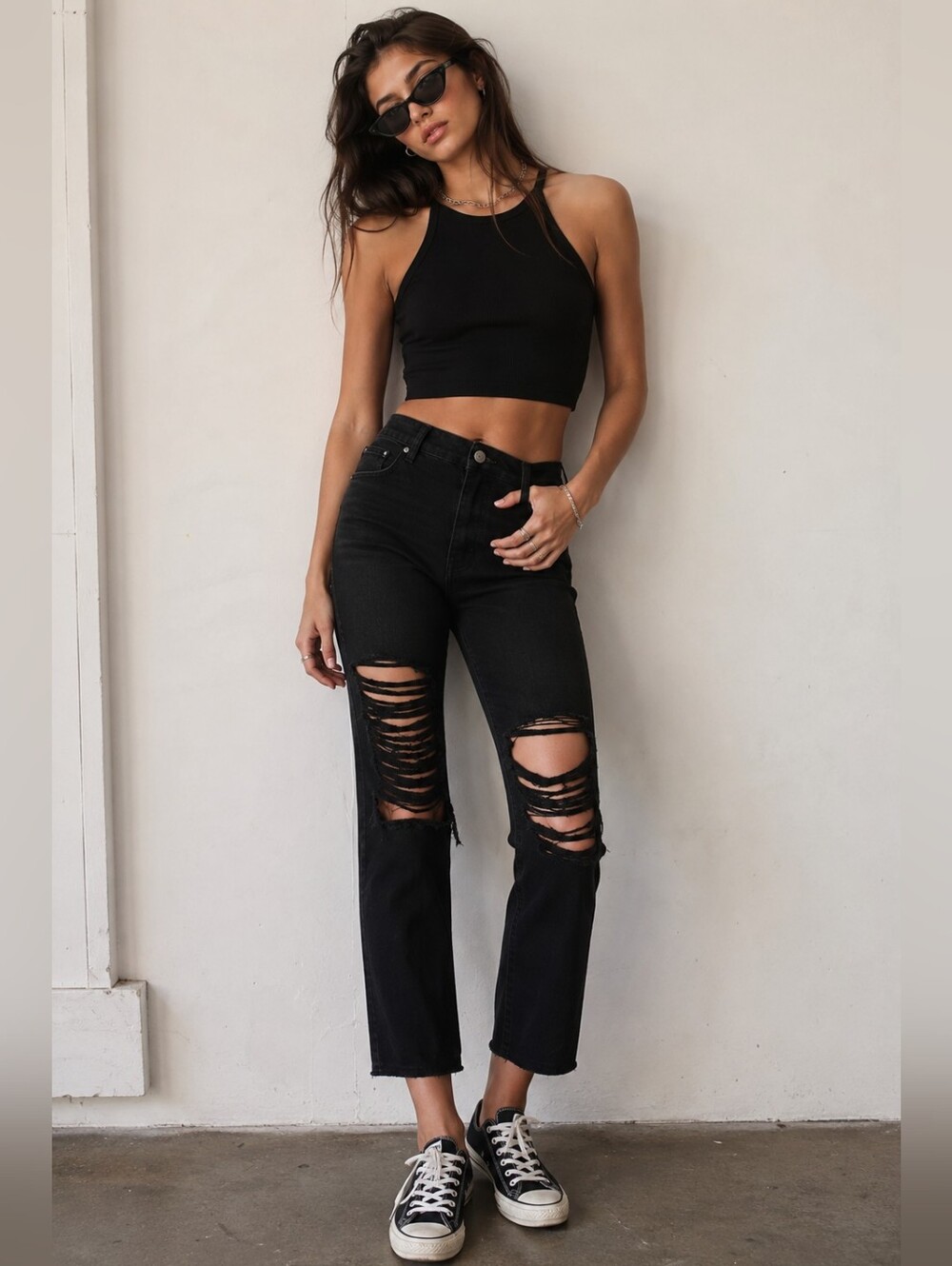AFRM Cyrus High Rise Crop Jean Black NWT